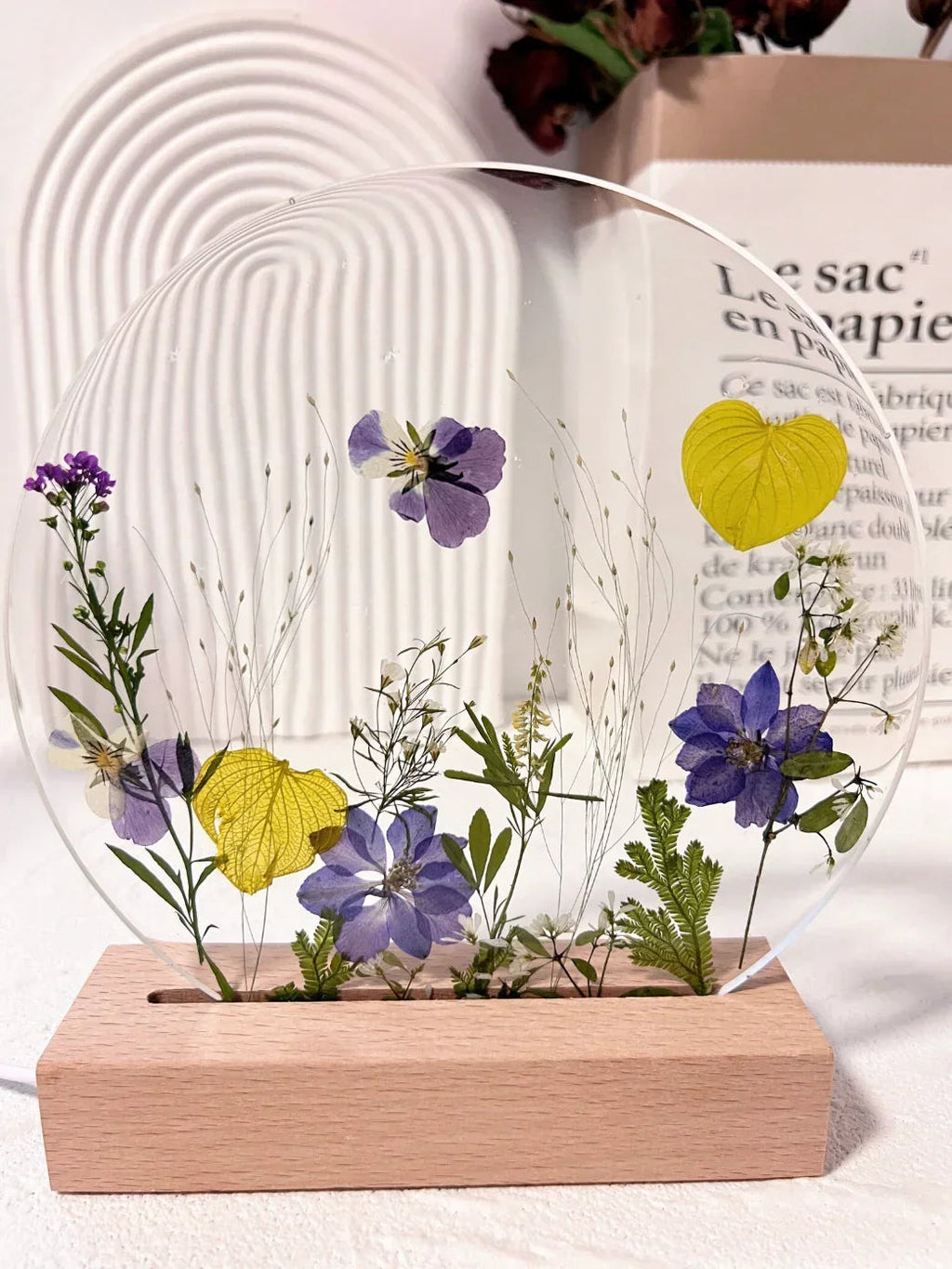 Lamp with Natural Flowers