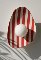 Red and White Striped Ceramic Wall Light / Sconce