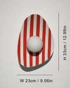 Red and White Striped Ceramic Wall Light / Sconce
