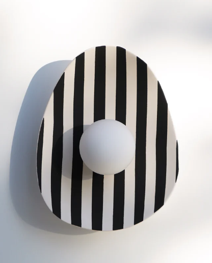 Black and White Striped Ceramic Wall Light / Sconce