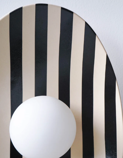 Black and White Striped Ceramic Wall Light / Sconce