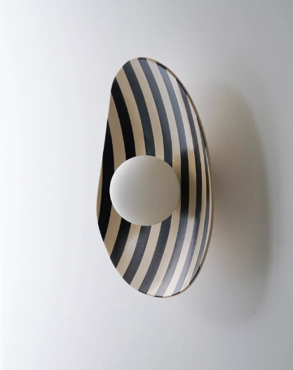 Black and White Striped Ceramic Wall Light / Sconce