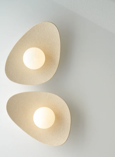 Handmade Beige Ceramic Wall Light / Sconce