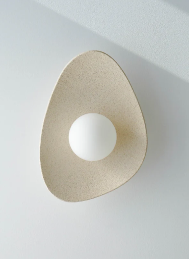 Handmade Beige Ceramic Wall Light / Sconce