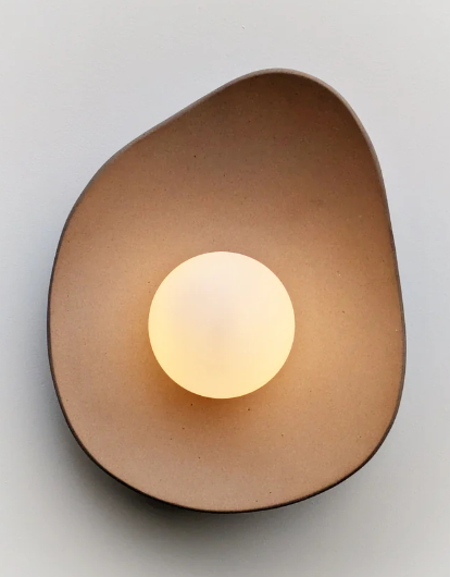 Handmade Beige Ceramic Wall Light / Sconce