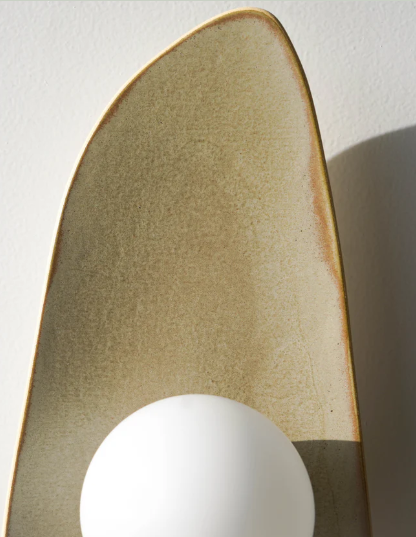 Handmade Chaki Green Ceramic Wall Lamp / Sconce