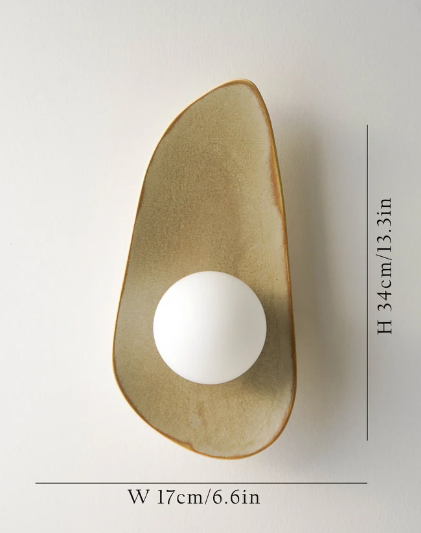 Handmade Chaki Green Ceramic Wall Lamp / Sconce