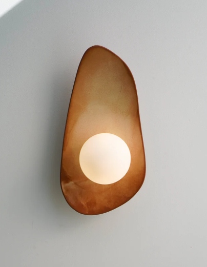 Warm Leather Brown Ceramic Wall Lamp / Sconce