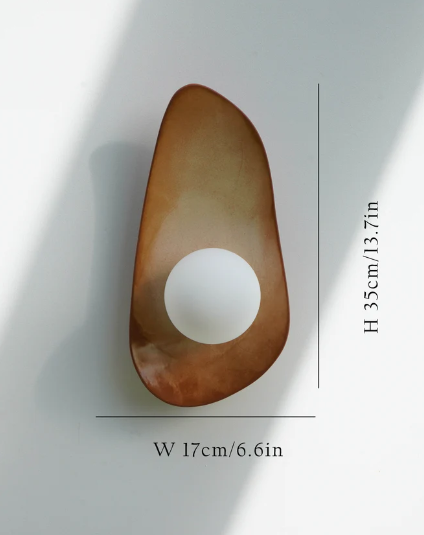 Warm Leather Brown Ceramic Wall Lamp / Sconce