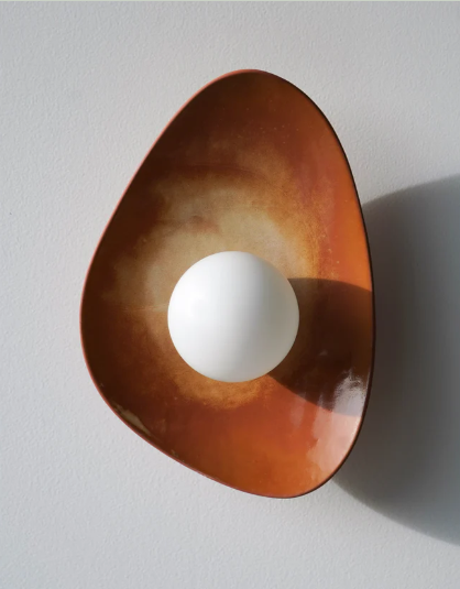 Warm Leather Brown Ceramic Wall Lamp / Sconce