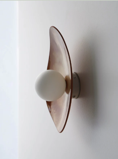 Warm Leather Brown Ceramic Wall Lamp / Sconce