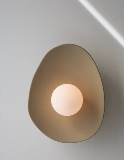 Handmade Beige Ceramic Wall Light / Sconce