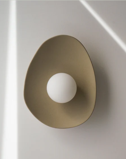 Handmade Beige Ceramic Wall Light / Sconce