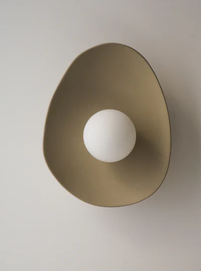 Handmade Beige Ceramic Wall Light / Sconce