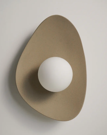 Handmade Beige Ceramic Wall Light / Sconce