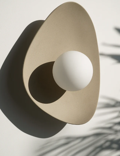 Handmade Beige Ceramic Wall Light / Sconce