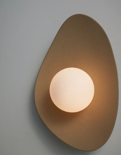 Handmade Beige Ceramic Wall Light / Sconce