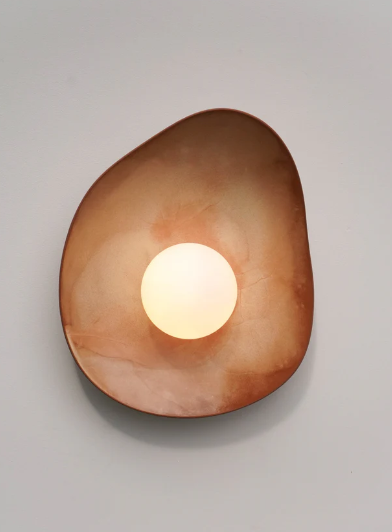 Warm Leather Brown Ceramic Wall Lamp / Sconce