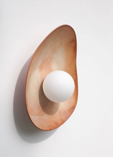 Warm Leather Brown Ceramic Wall Lamp / Sconce