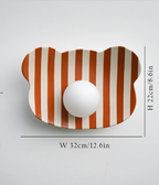 Striped Teddy Bear Kids’ Room Ceramic Wall Lamp / Sconce