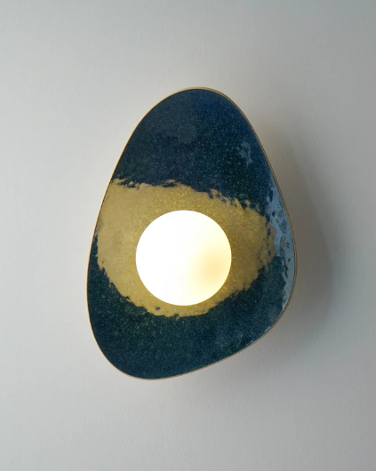 Handmade Deep Blue Ceramic Wall Sconce / Wall Lamp