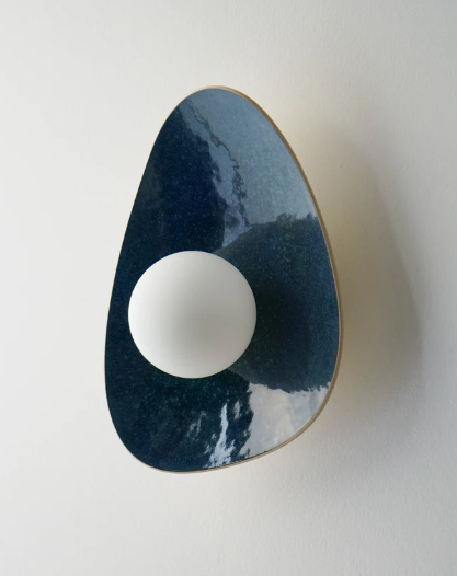 Handmade Deep Blue Ceramic Wall Sconce / Wall Lamp