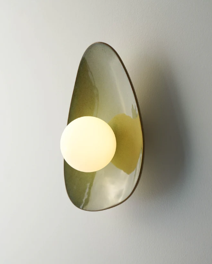 Handmade Green Ceramic Wall Light / Sconce