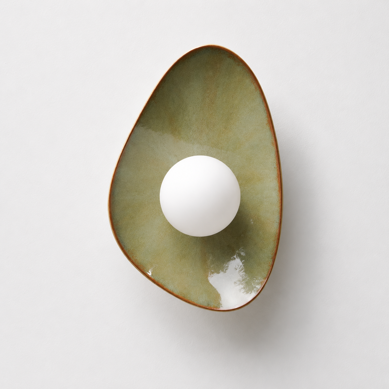Handmade Green Ceramic Wall Light / Sconce