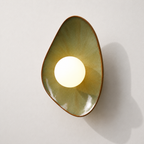 Handmade Green Ceramic Wall Light / Sconce