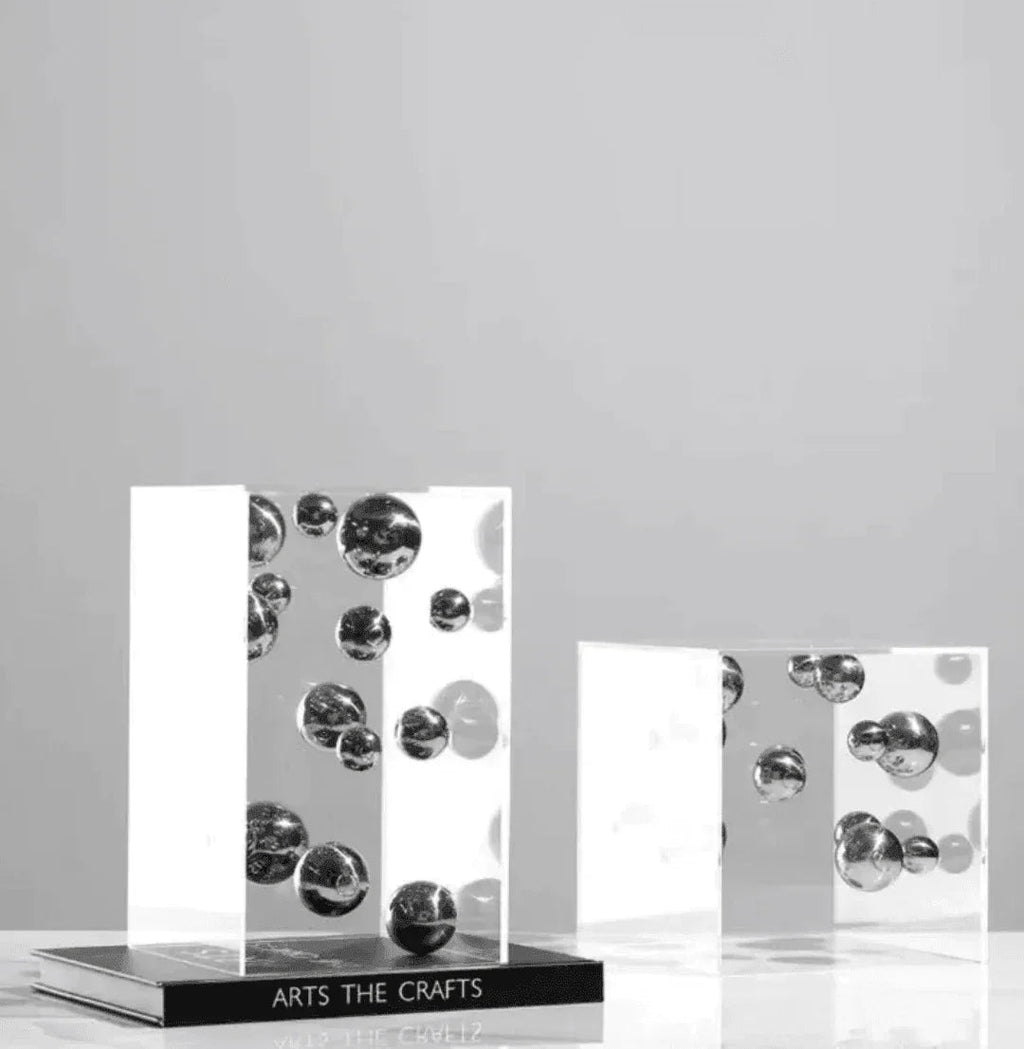Clear Acrylic Box with Metal Spheres