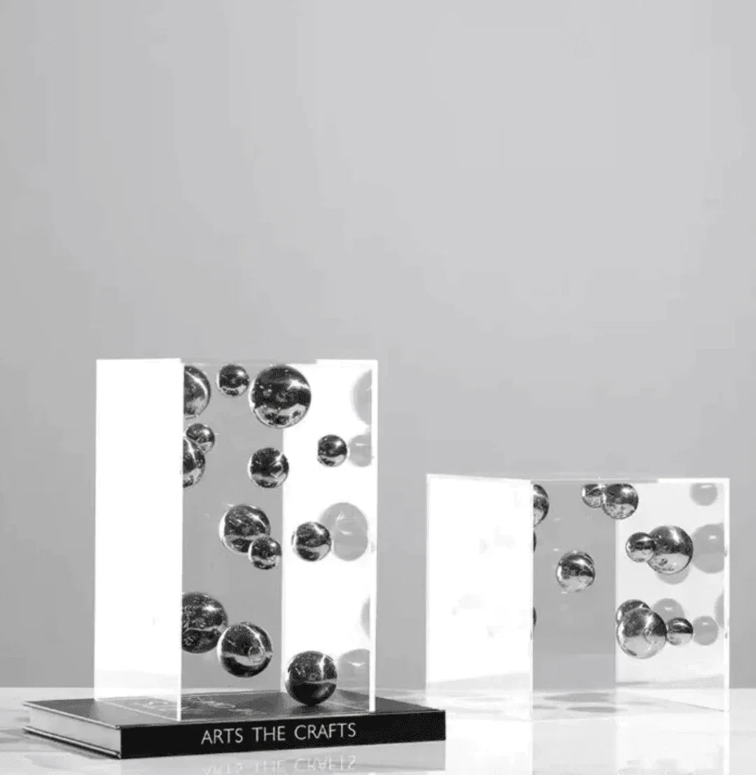 Clear Acrylic Box with Metal Spheres