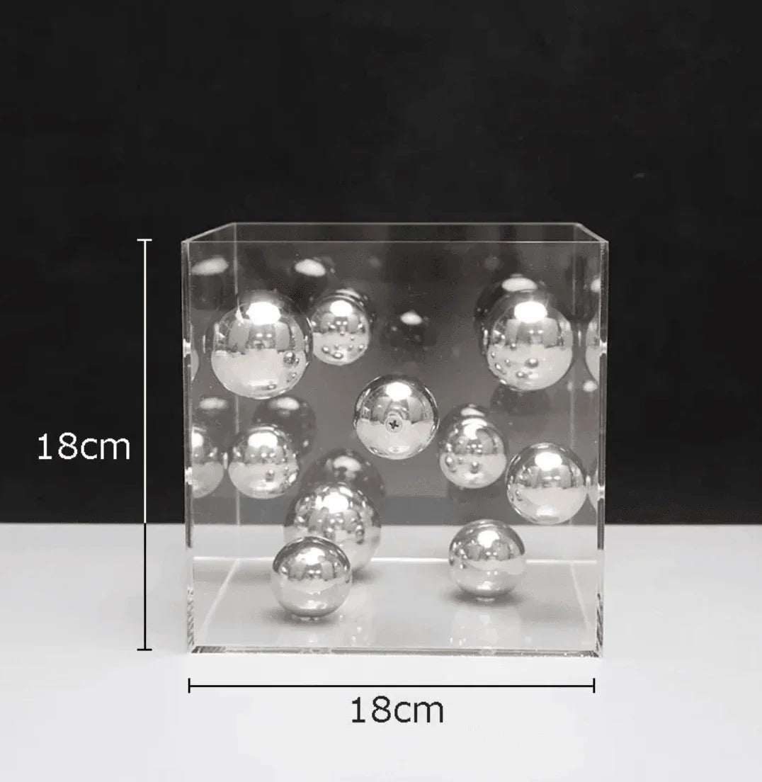 Clear Acrylic Box with Metal Spheres