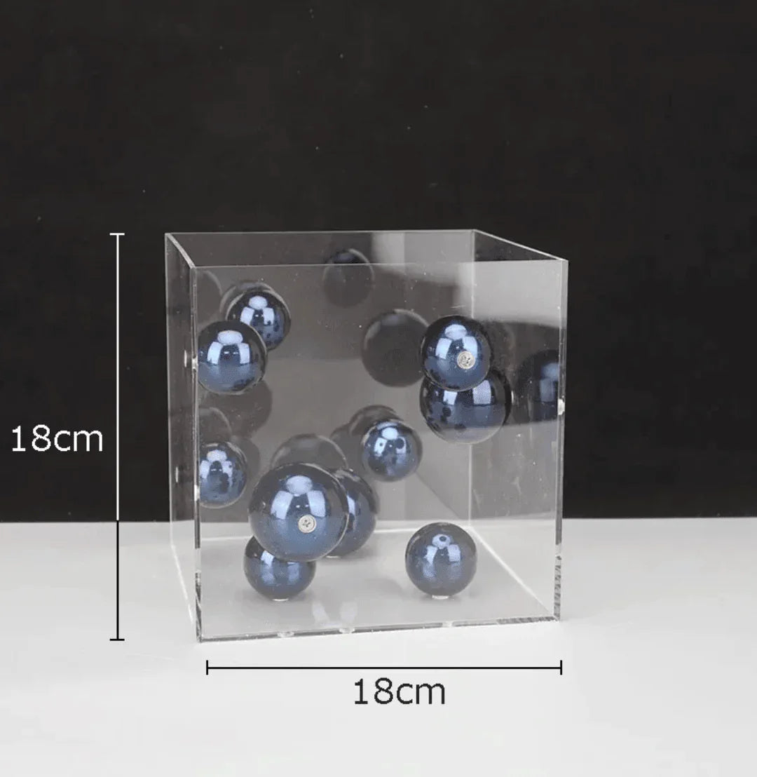 Clear Acrylic Box with Metal Spheres