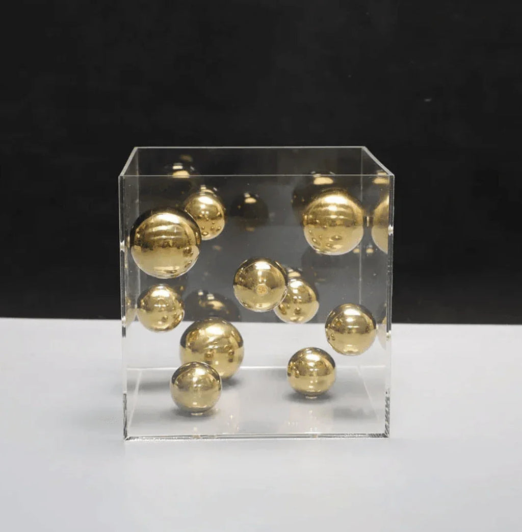 Clear Acrylic Box with Metal Spheres