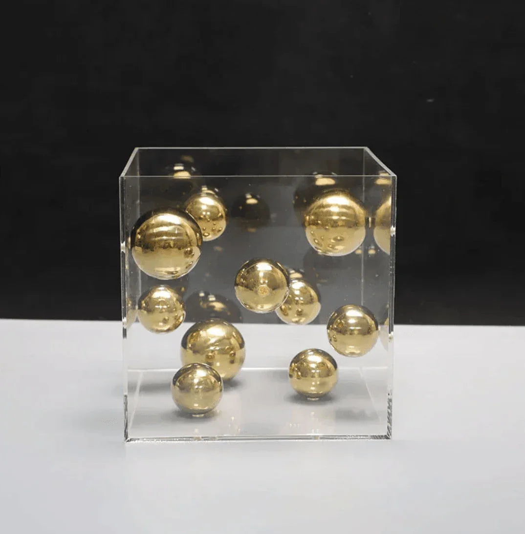 Clear Acrylic Box with Metal Spheres