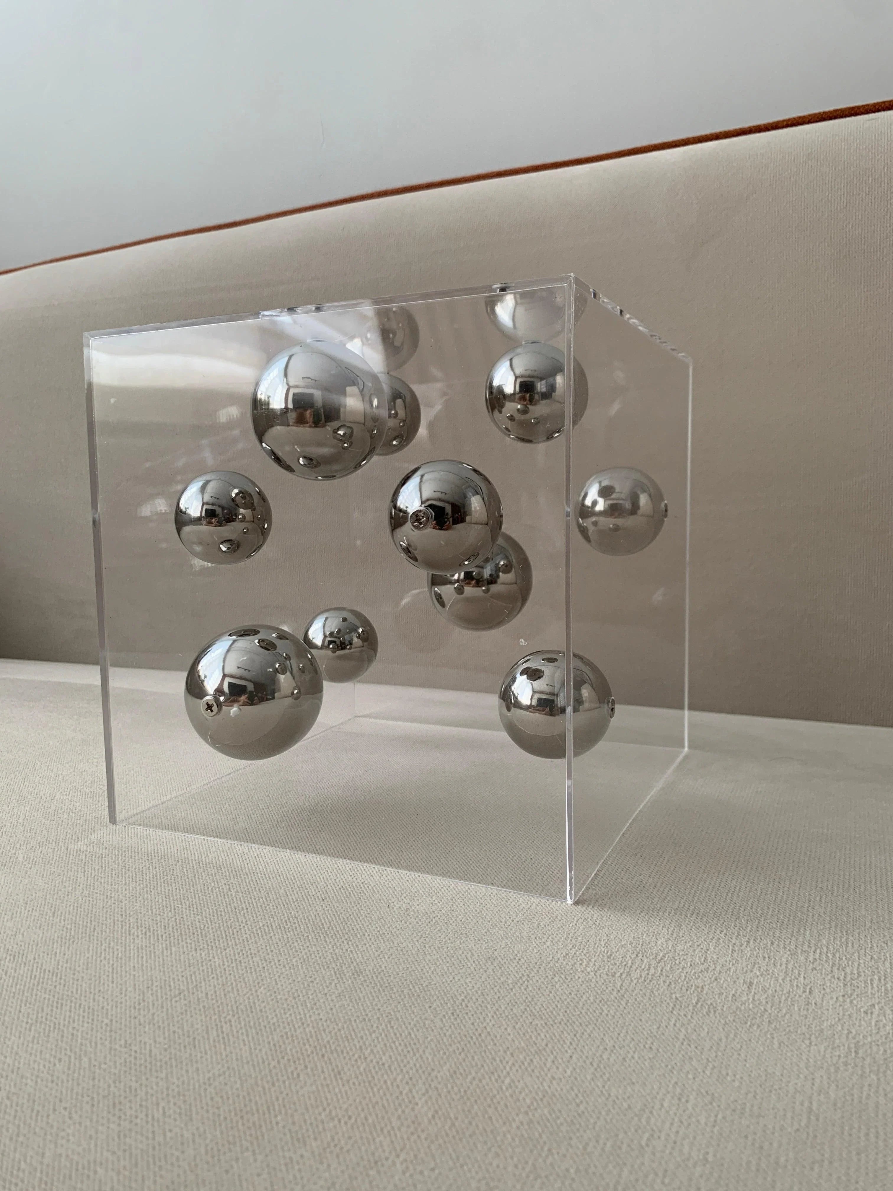 Clear Acrylic Box with Metal Spheres