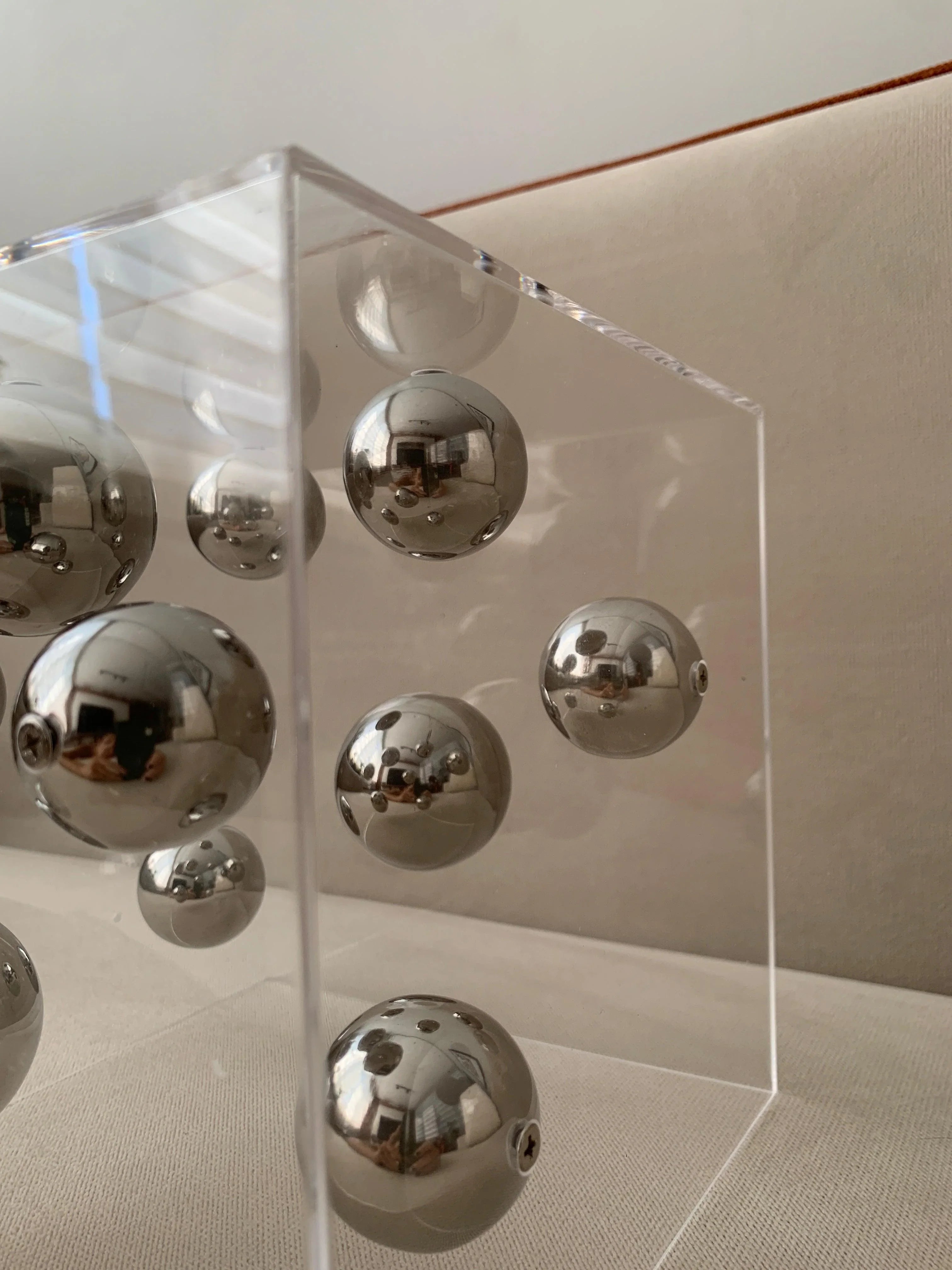 Clear Acrylic Box with Metal Spheres