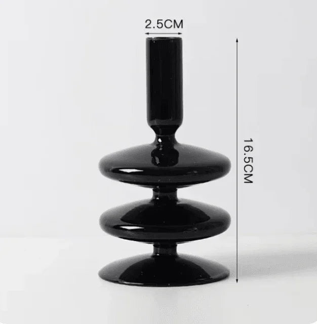 Black Glass Candlestick