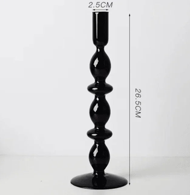 Black Glass Candlestick