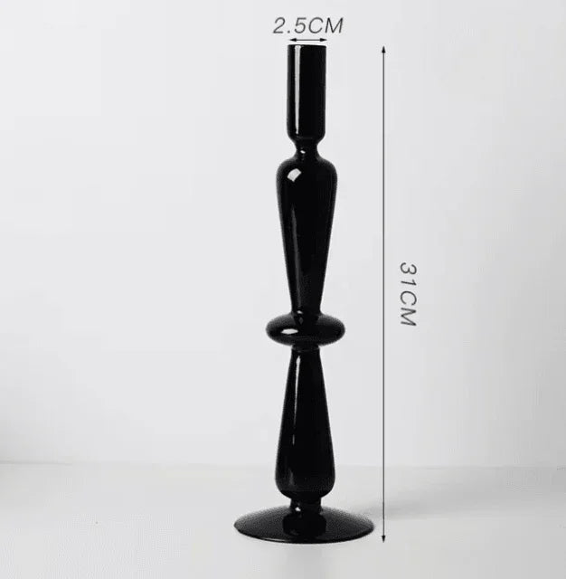 Black Glass Candlestick