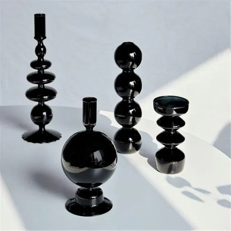 Black Glass Candlestick
