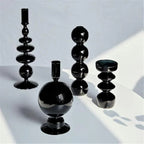 Black Glass Candlestick