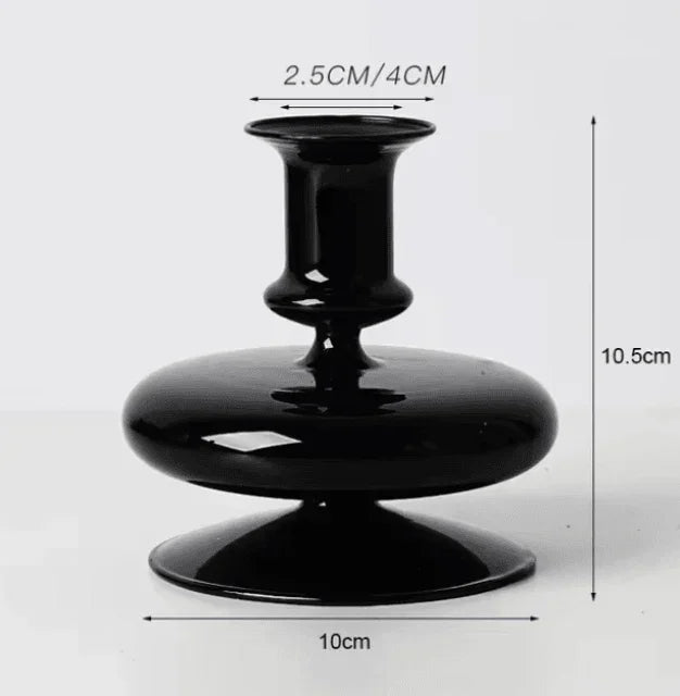 Black Glass Candlestick