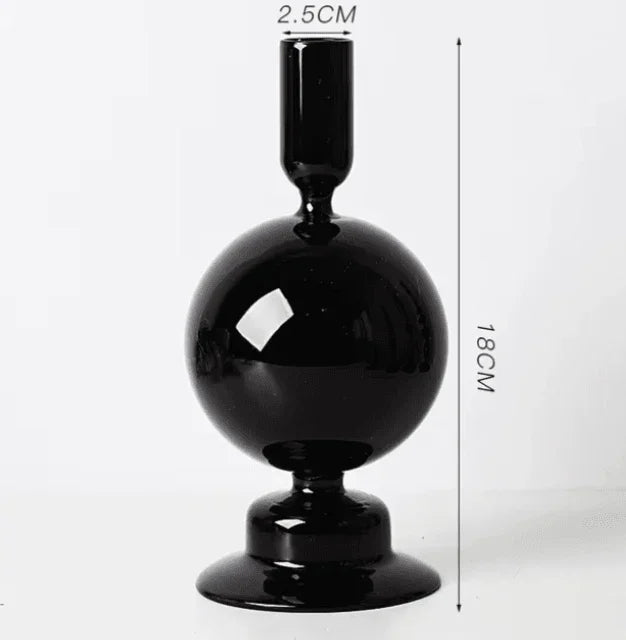 Black Glass Candlestick