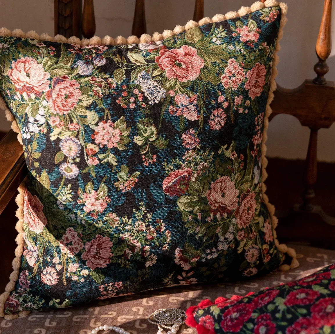 Floral Jacquard Cushion Cover