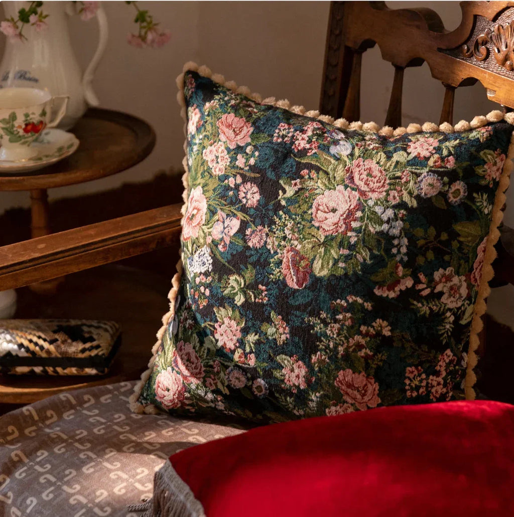 Floral Jacquard Cushion Cover