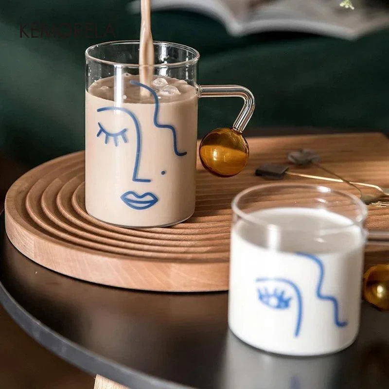 Glass Cup with Face Design
