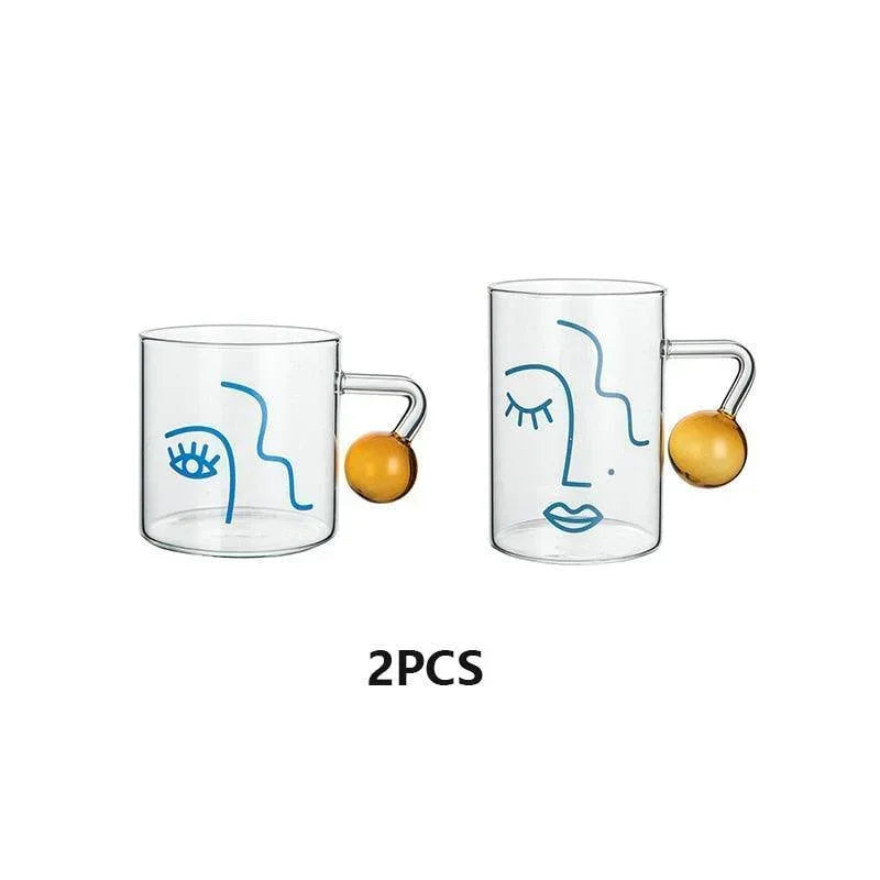 Glass Cup with Face Design