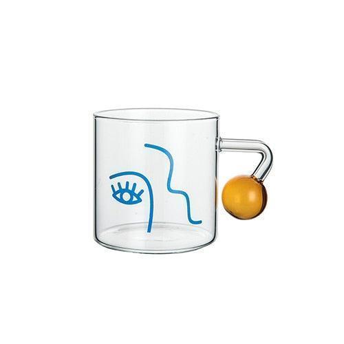 Glass Cup with Face Design