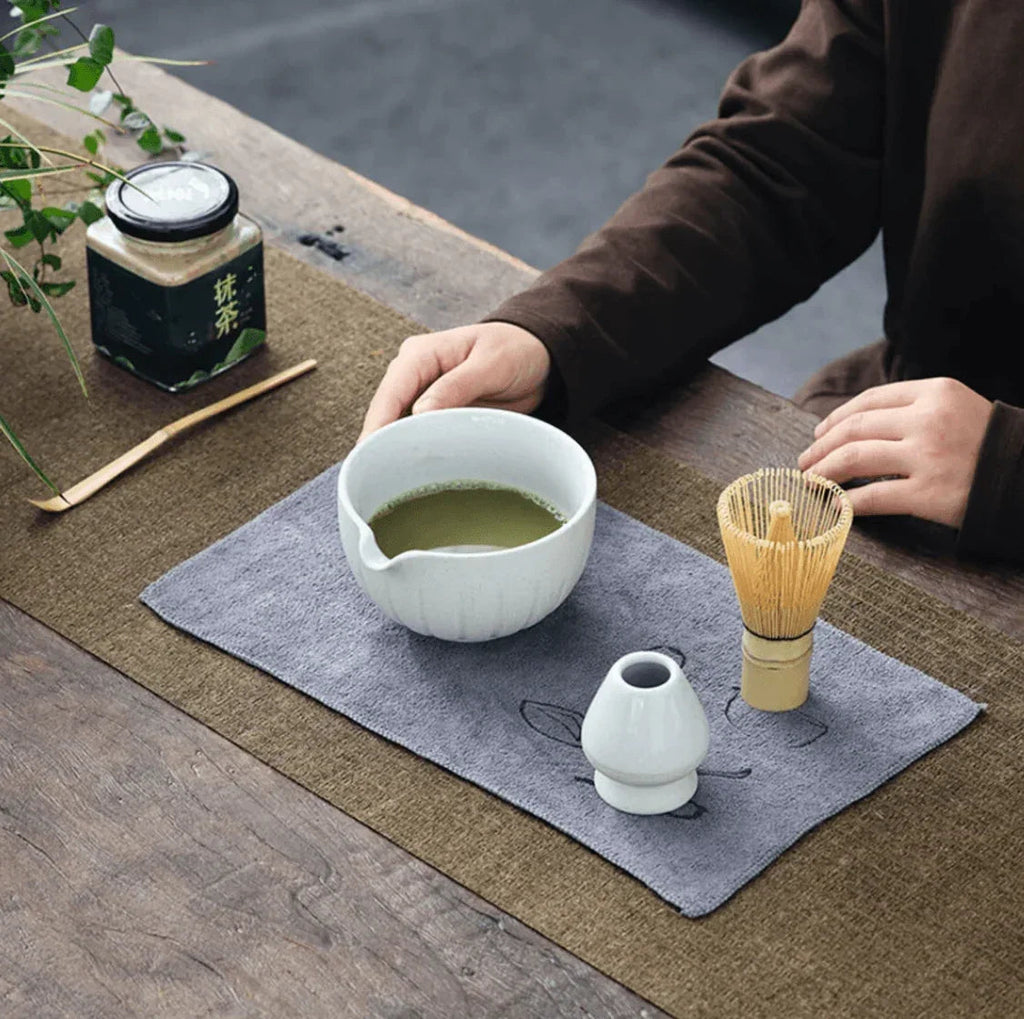 Ceramic and White Bamboo Matcha Kit